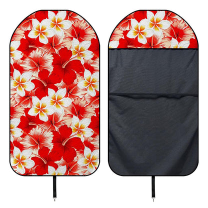 Red Hibiscus Plumeria Pattern Print Waterproof Car Seat Cover