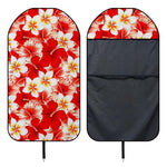 Red Hibiscus Plumeria Pattern Print Waterproof Car Seat Cover
