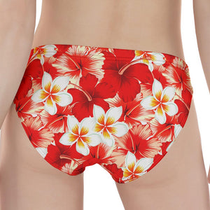 Red Hibiscus Plumeria Pattern Print Women's Panties