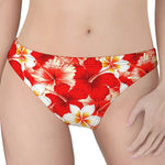 Red Hibiscus Plumeria Pattern Print Women's Thong