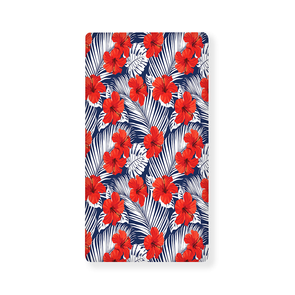 Red Hibiscus Tropical Pattern Print Baby Crib Sheet