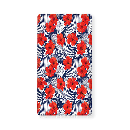 Red Hibiscus Tropical Pattern Print Baby Crib Sheet
