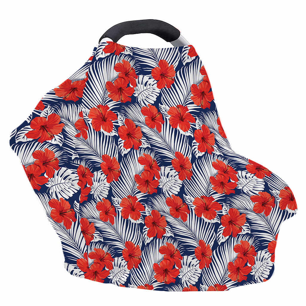 Red Hibiscus Tropical Pattern Print Baby Seat Cover