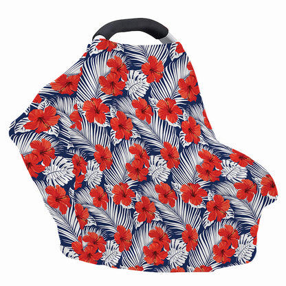 Red Hibiscus Tropical Pattern Print Baby Seat Cover