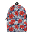 Red Hibiscus Tropical Pattern Print School Backpack