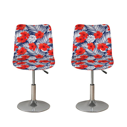 Red Hibiscus Tropical Pattern Print Bar Stool Covers