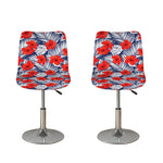 Red Hibiscus Tropical Pattern Print Bar Stool Covers