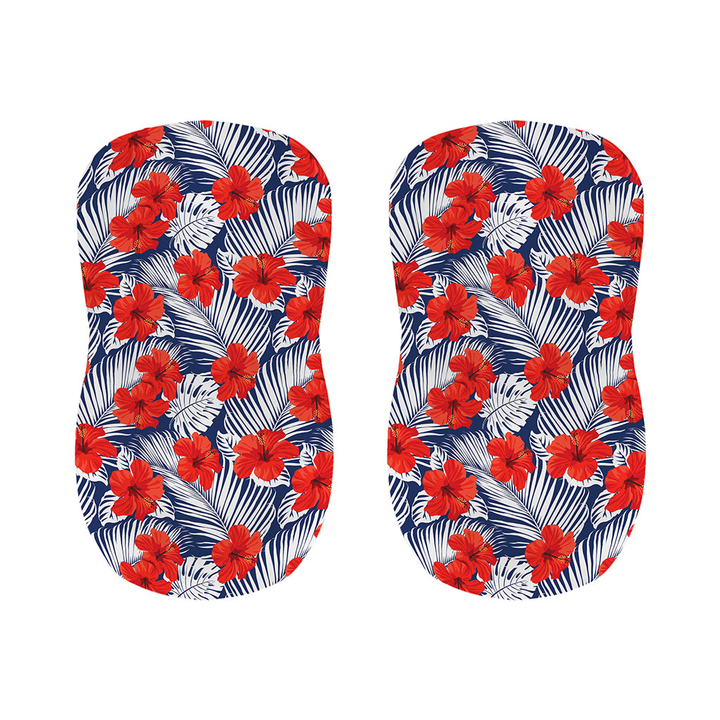 Red Hibiscus Tropical Pattern Print Bar Stool Covers