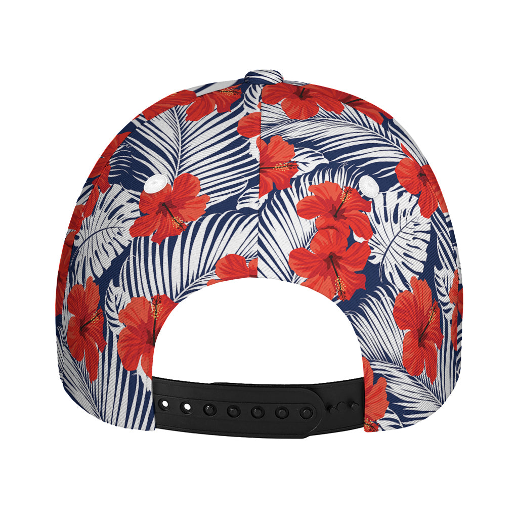 Red Hibiscus Tropical Pattern Print Baseball Cap