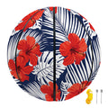 Red Hibiscus Tropical Pattern Print Basketball