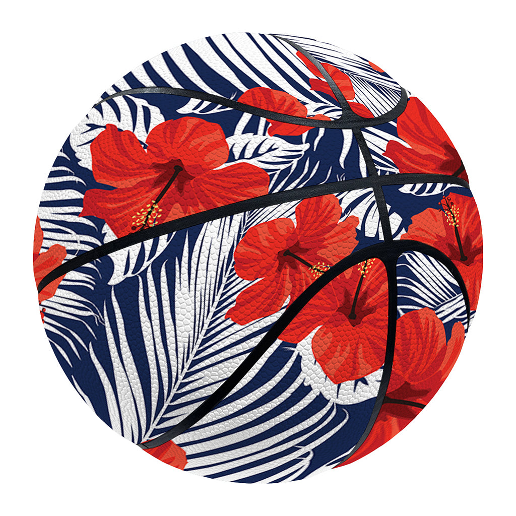 Red Hibiscus Tropical Pattern Print Basketball