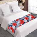 Red Hibiscus Tropical Pattern Print Bed Runner