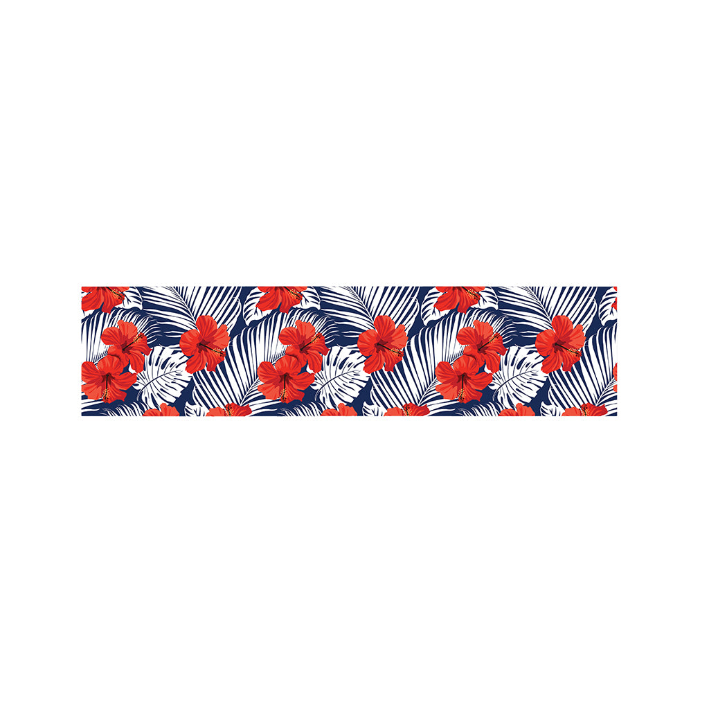 Red Hibiscus Tropical Pattern Print Bed Runner