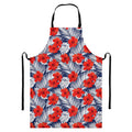 Red Hibiscus Tropical Pattern Print Bib Apron With Pocket