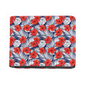 Red Hibiscus Tropical Pattern Print Bifold Wallet