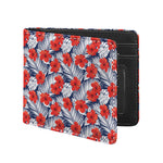 Red Hibiscus Tropical Pattern Print Bifold Wallet