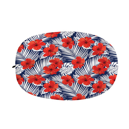 Red Hibiscus Tropical Pattern Print Car Side Mirror Covers
