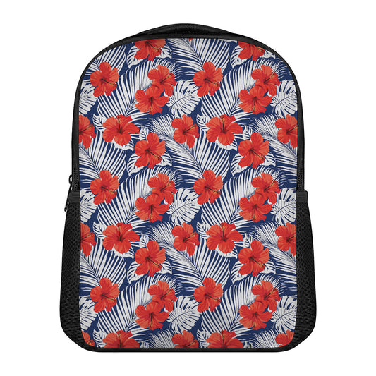 Red Hibiscus Tropical Pattern Print Casual Backpack