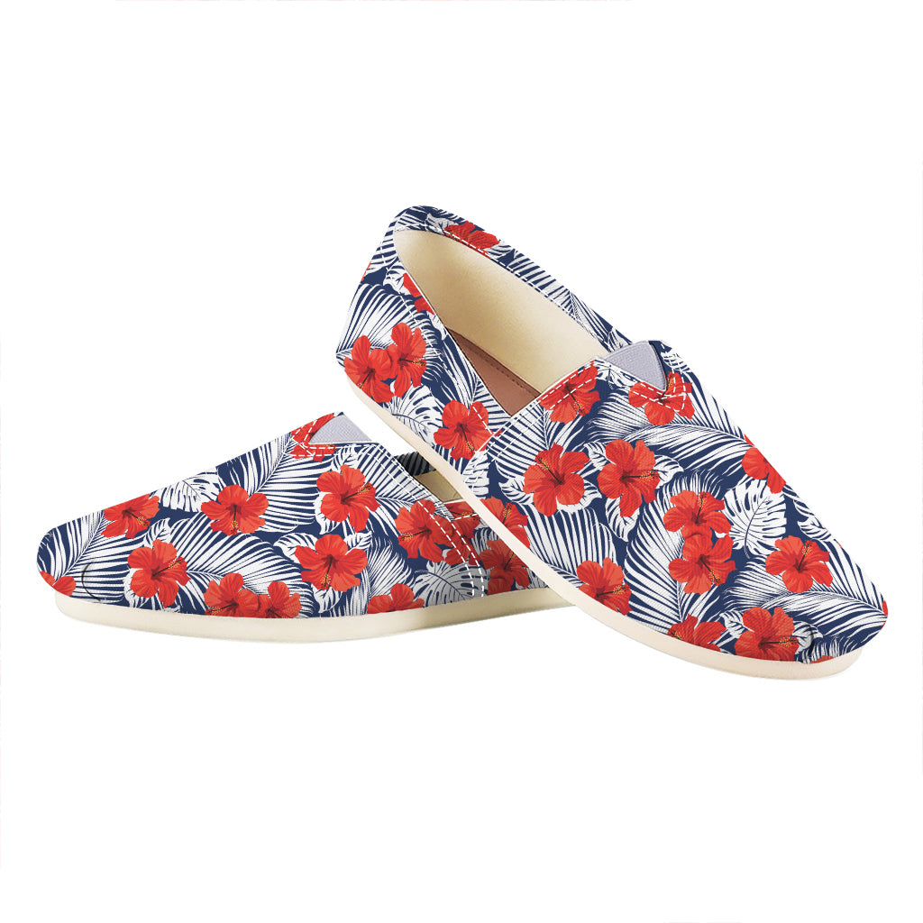 Red Hibiscus Tropical Pattern Print Casual Shoes