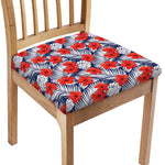 Red Hibiscus Tropical Pattern Print Chair Cushion Cover