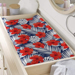 Red Hibiscus Tropical Pattern Print Changing Pad Cover