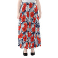 Red Hibiscus Tropical Pattern Print Chiffon Maxi Skirt
