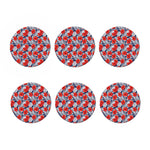Red Hibiscus Tropical Pattern Print Coaster Set