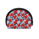 Red Hibiscus Tropical Pattern Print Coin Purse
