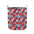 Red Hibiscus Tropical Pattern Print Collapsible Laundry Basket