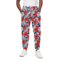 Red Hibiscus Tropical Pattern Print Cotton Sweatpants