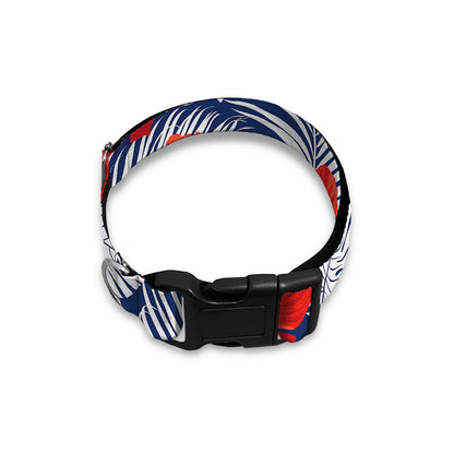 Red Hibiscus Tropical Pattern Print Dog Collar