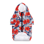 Red Hibiscus Tropical Pattern Print Dog Zip Up Hoodie