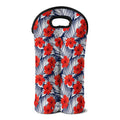 Red Hibiscus Tropical Pattern Print Double Neoprene Wine Tote