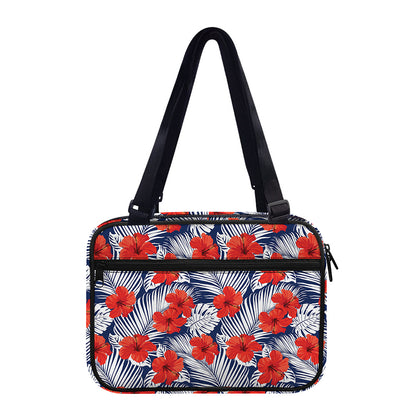 Red Hibiscus Tropical Pattern Print Double Strap Bible Bag