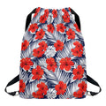 Red Hibiscus Tropical Pattern Print Drawstring Backpack