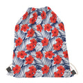 Red Hibiscus Tropical Pattern Print Drawstring Bag