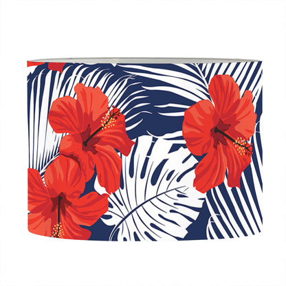 Red Hibiscus Tropical Pattern Print Drum Lamp Shade