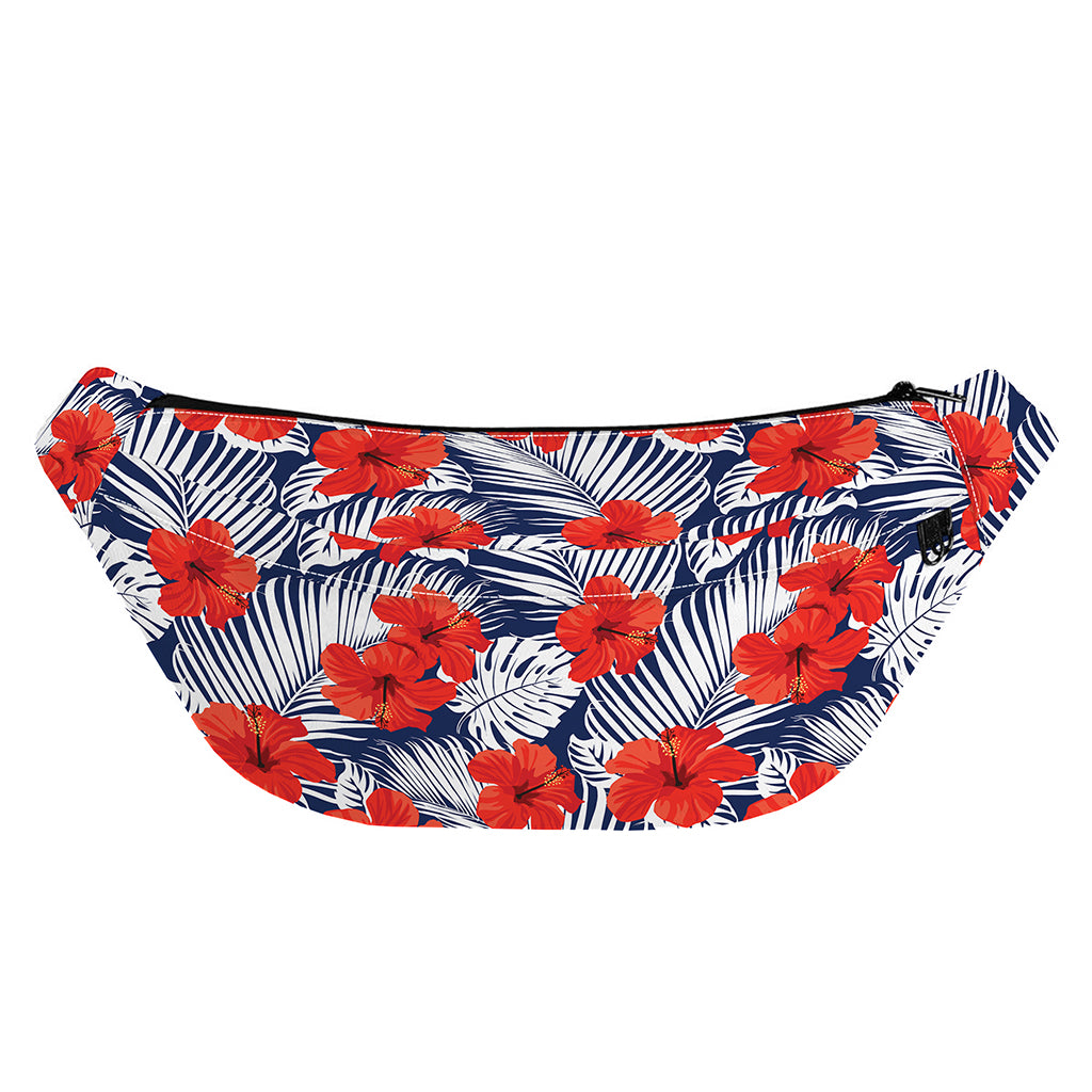 Red Hibiscus Tropical Pattern Print Fanny Pack