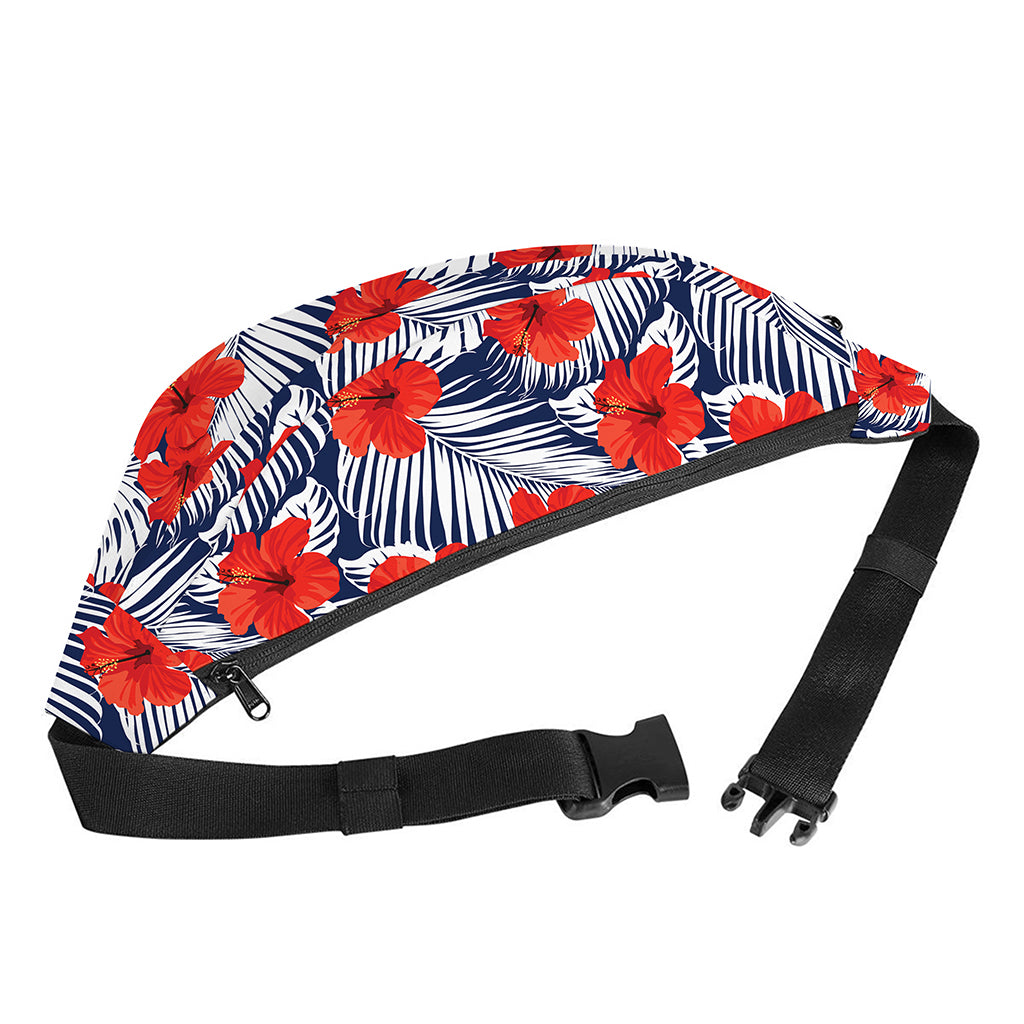 Red Hibiscus Tropical Pattern Print Fanny Pack