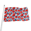 Red Hibiscus Tropical Pattern Print Flag