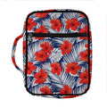Red Hibiscus Tropical Pattern Print Front Pocket Bible Bag