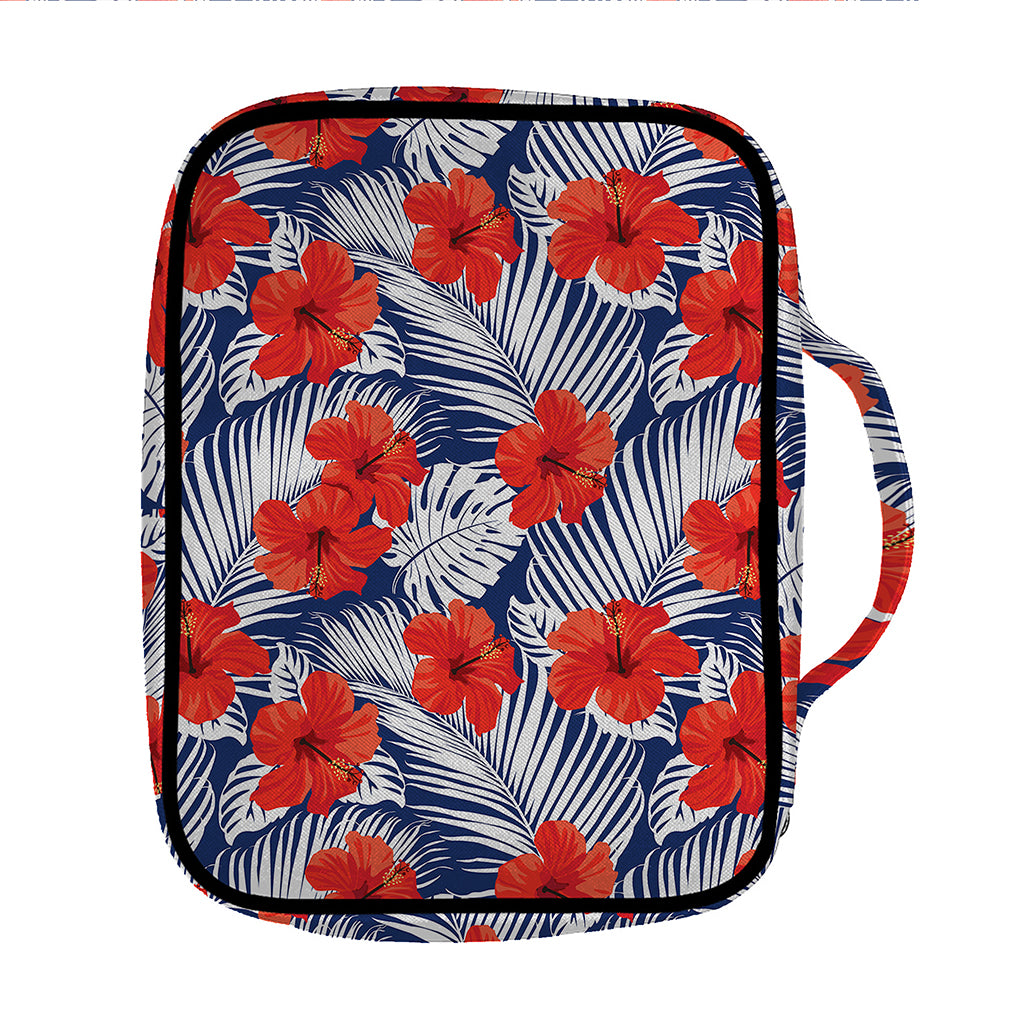 Red Hibiscus Tropical Pattern Print Front Pocket Bible Bag