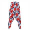 Red Hibiscus Tropical Pattern Print Hammer Pants