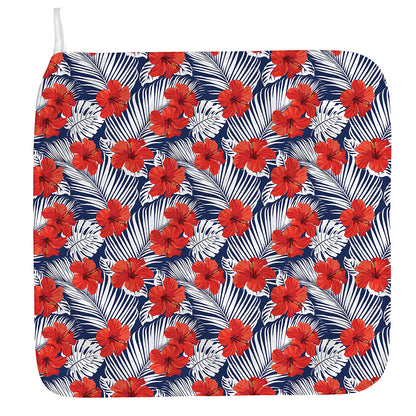 Red Hibiscus Tropical Pattern Print Hand Towel