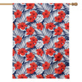 Red Hibiscus Tropical Pattern Print House Flag