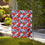 Red Hibiscus Tropical Pattern Print House Flag