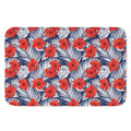 Red Hibiscus Tropical Pattern Print Indoor Door Mat