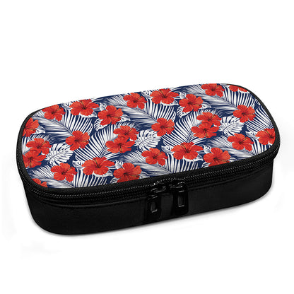 Red Hibiscus Tropical Pattern Print Insulin Cooler Travel Case