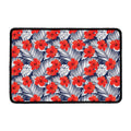 Red Hibiscus Tropical Pattern Print Kitchen Mat