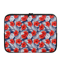 Red Hibiscus Tropical Pattern Print Laptop Sleeve
